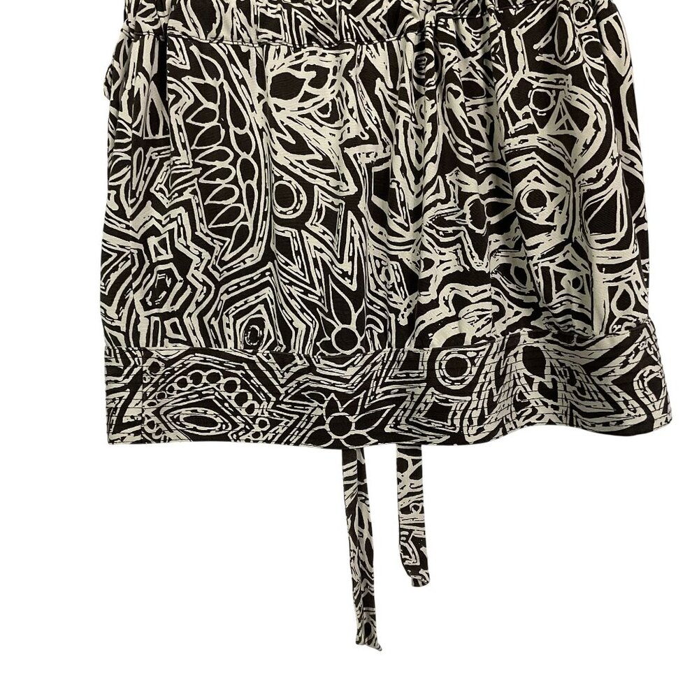 Diane von Furstenberg brown and white printed 3/4 sleeve silk shift dress, sz 10 - Picture 9 of 11